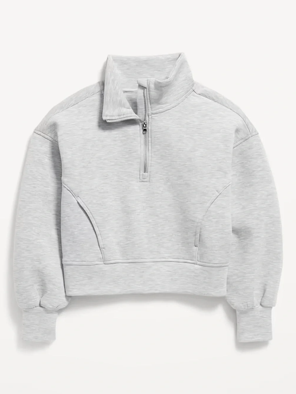 Old Navy Girls' Heather Gray Half-Zip Pullover Hoodie